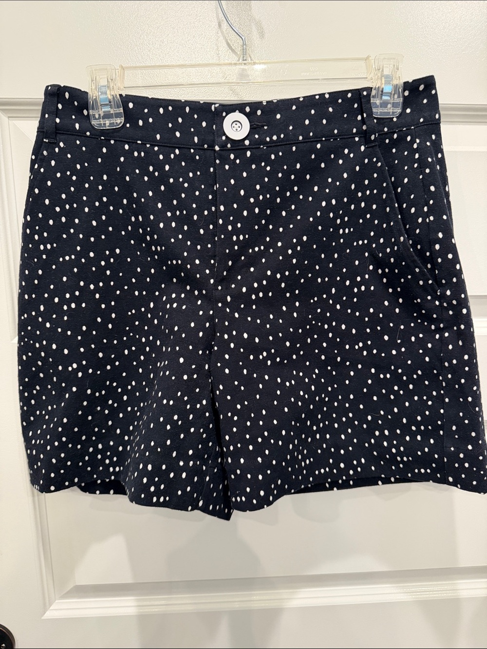 CAbi Black Polka Dot Cotton-Blend Bermuda Shorts